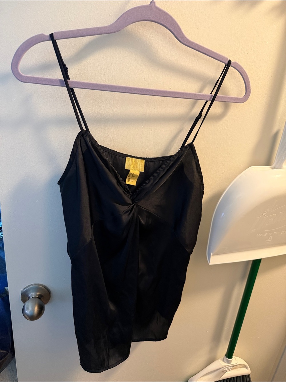 H&M Black Satin Slip Cami with Thin Adjustable Straps